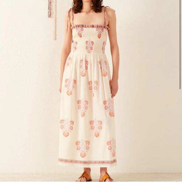 NWT NEW Alix of Bohemia Kaia Papaya Smocked Maxi Dress - Picture 2 of 13